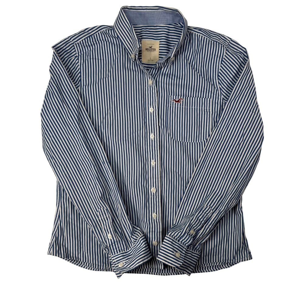 Hollister Co Y2K Stripe Button Down Long Sleeve Collared Shirt Women's Large